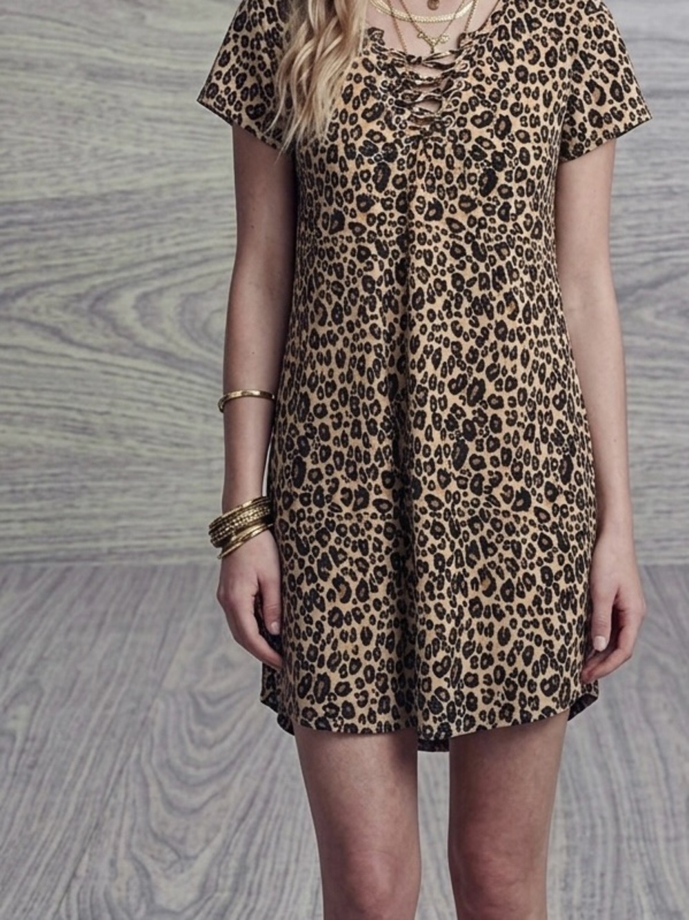 No Boundaries Leopard Print Mini Dress XL Y2K Stretch Lace-Up V-Neck Casual